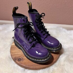 Dr. Martens Purple Patent Leather Lace-Up Boots Size 5